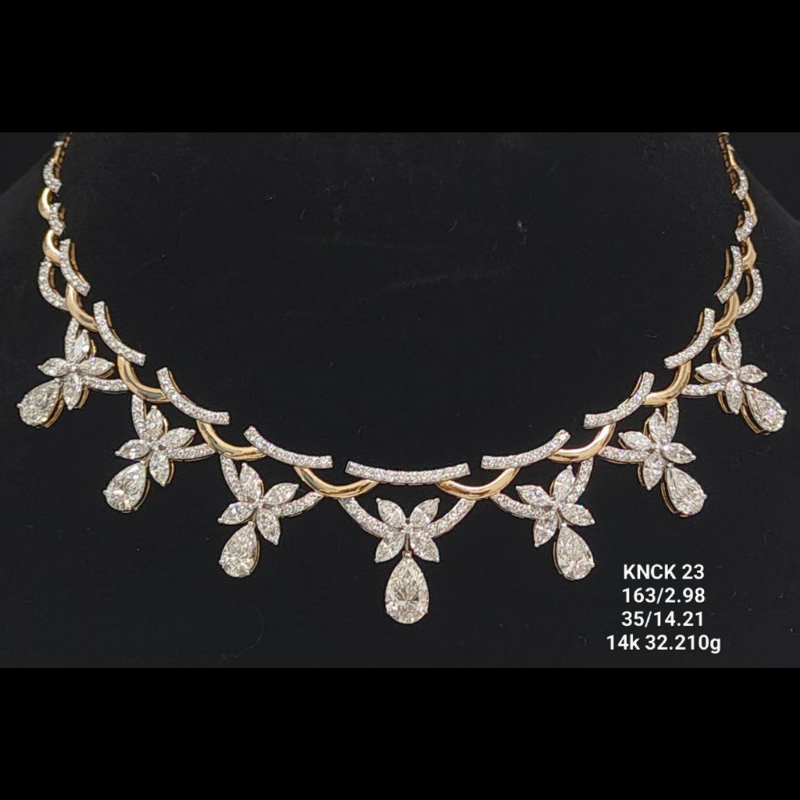 17.19 Ct of NECKLACE of Small Round Shaped Diamonds  14K
