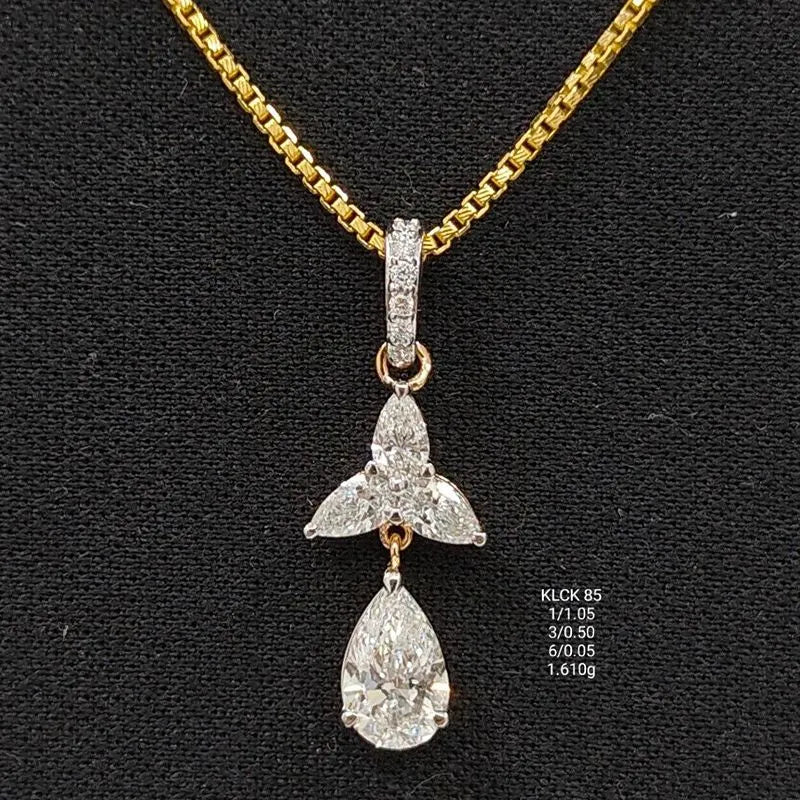 1.6 Ct of LOCKET of Solitaire Paan Shaped Diamond  18K