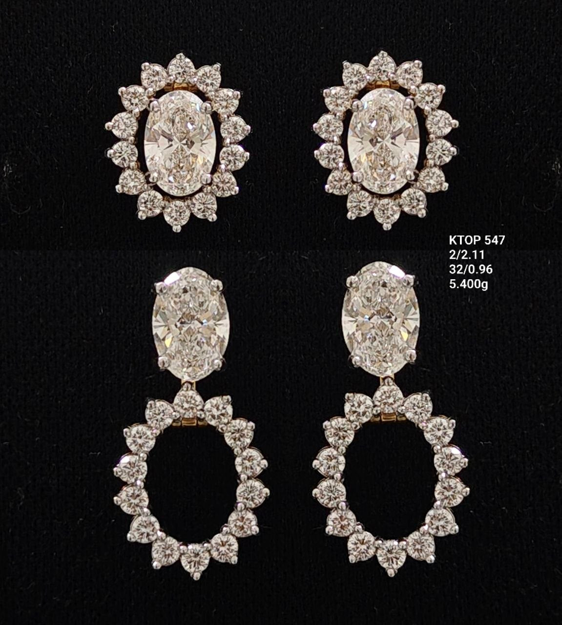 3.07Ct of 3 in Earrings  with the Purity of 18K