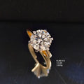 3.09 carat round lab grown diamond solitaire ring in 18K yellow gold with white-toned claws