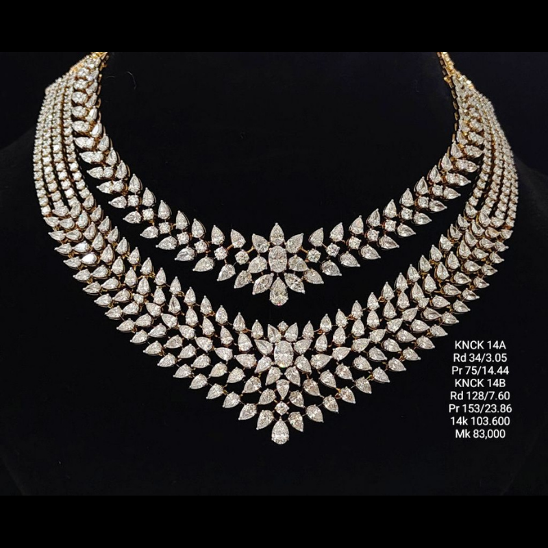 31.46 Ct of NECKLACE of Small Round Shaped Diamonds  14K