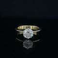 Gold ring with a diamond on a black background