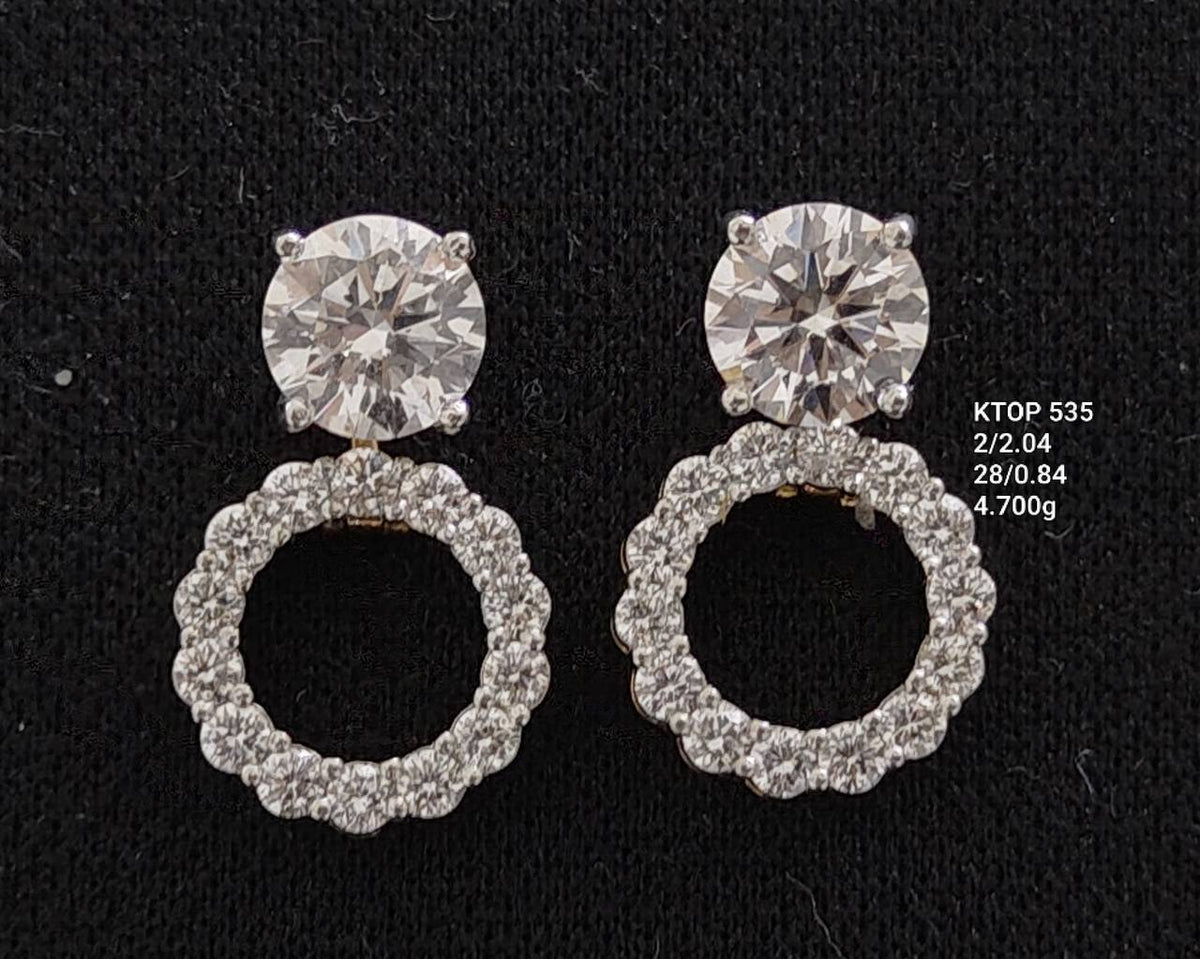 2.88Ct of 3 in 1 Earring with the Purity of 18K