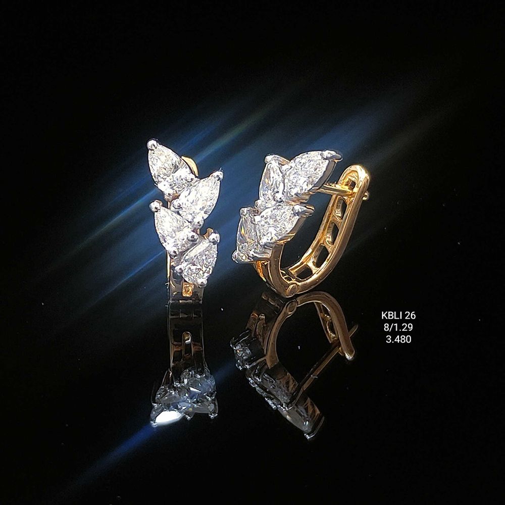 1.29 carat fancy shaped lab-grown diamond bali earrings in 18kt gold, front view
