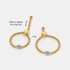 0.058 Ct Round AdjustableRings with Purity of 18Kt