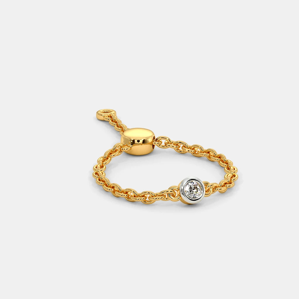 0.058 Ct Round AdjustableRings with Purity of 18Kt