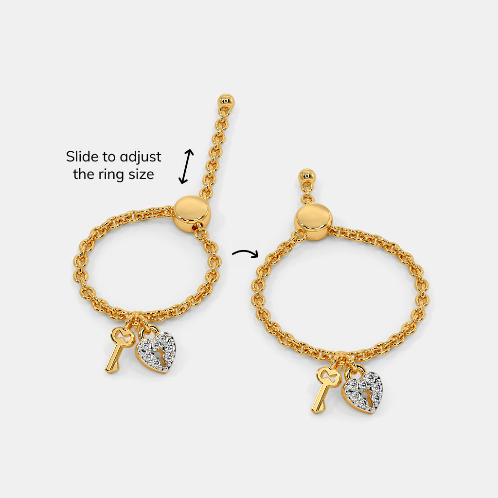 0.049 Ct Round AdjustableRings with Purity of 18Kt