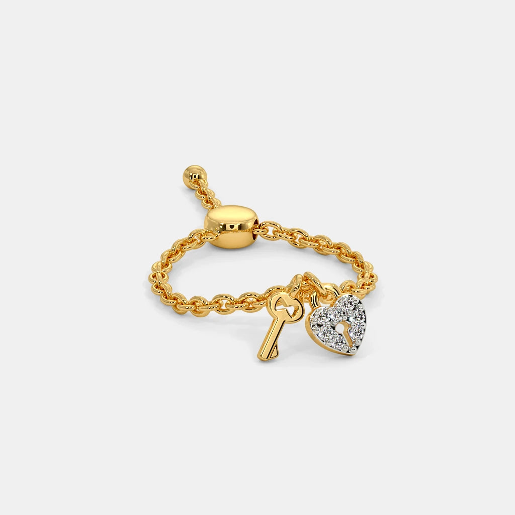 0.049 Ct Round AdjustableRings with Purity of 18Kt