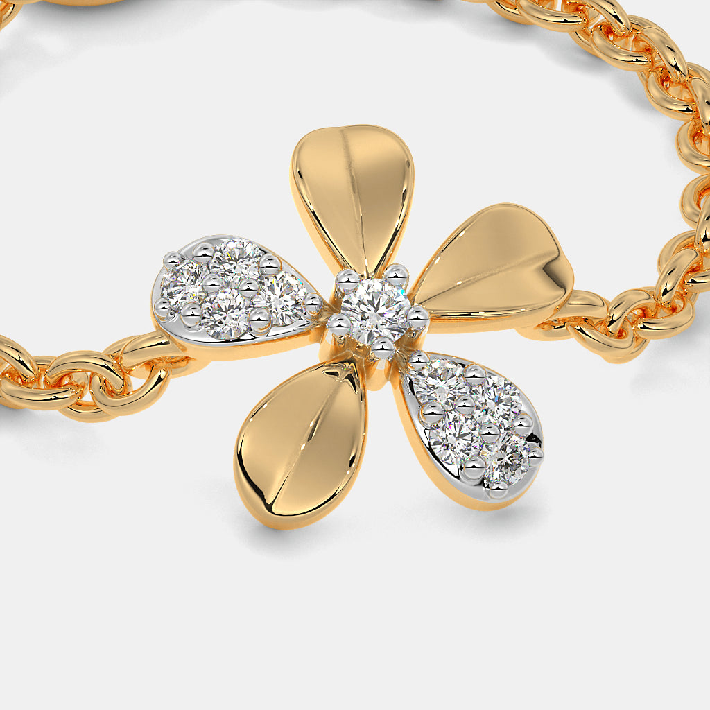 0.063 Ct Round AdjustableRings with Purity of 18Kt