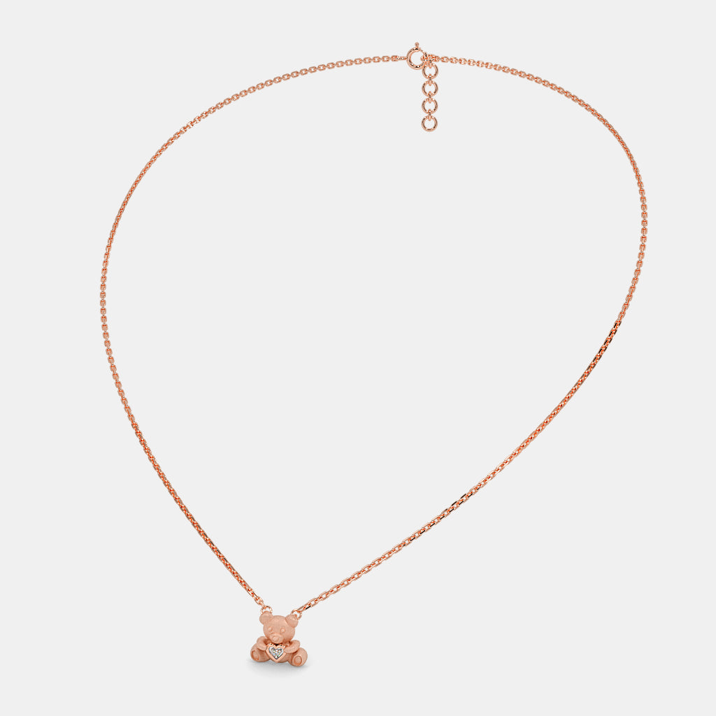 0.008 Ct Round necklaces with Purity of 18Kt