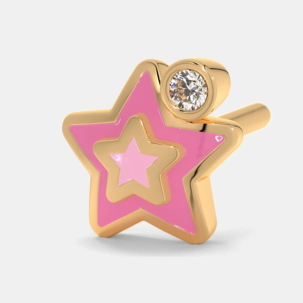 0.020 Ct Round Earrings with Purity of 14Kt