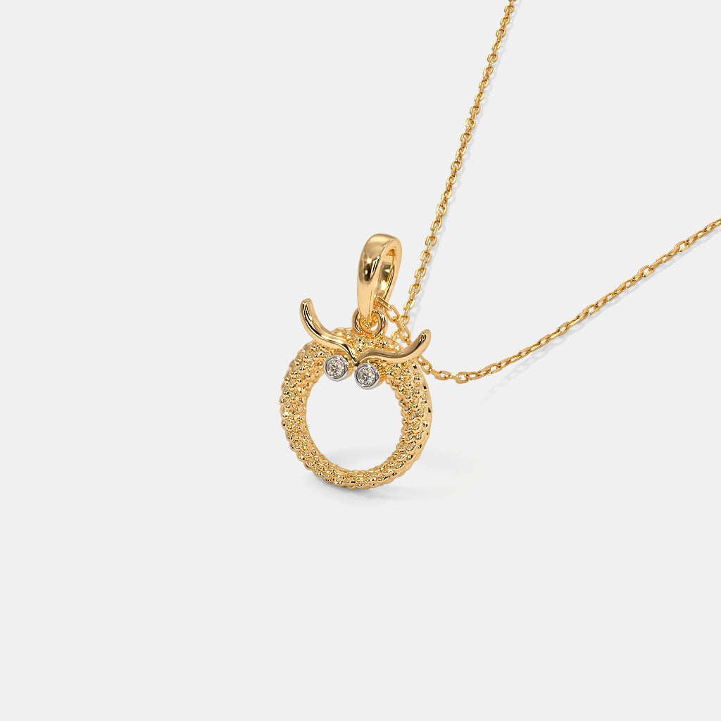 0.016 Ct Round Pendants with Purity of 18Kt