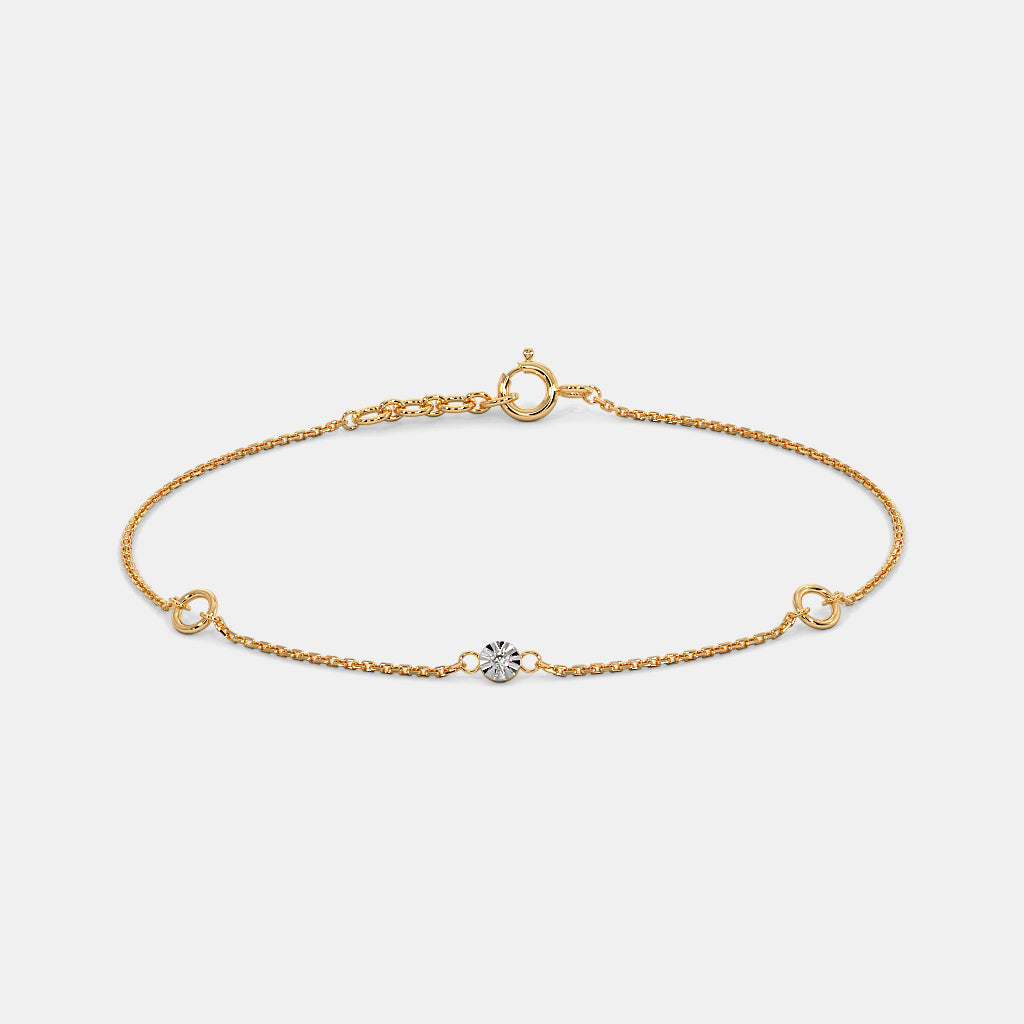 0.018 Ct Round bracelets with Purity of 14Kt