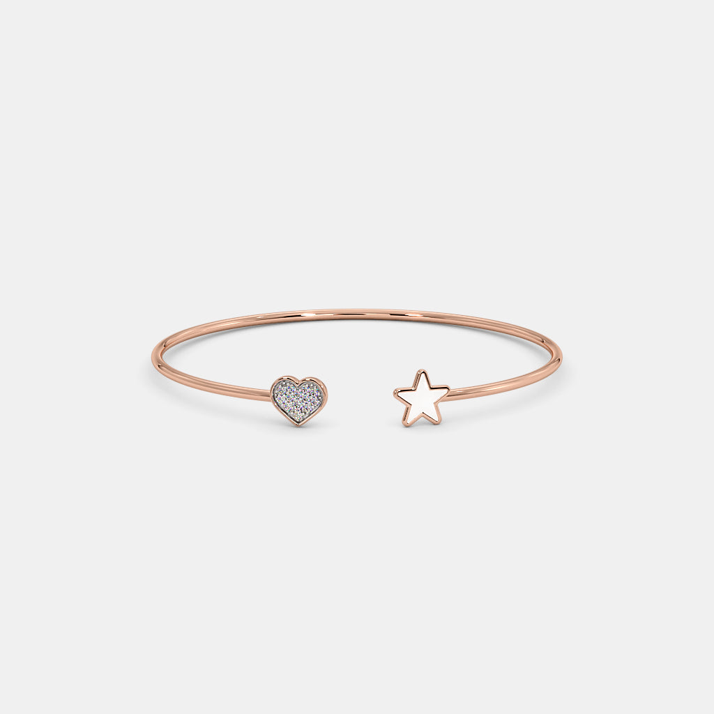 0.041 Ct Round Kids Bangle with Purity of 14Kt