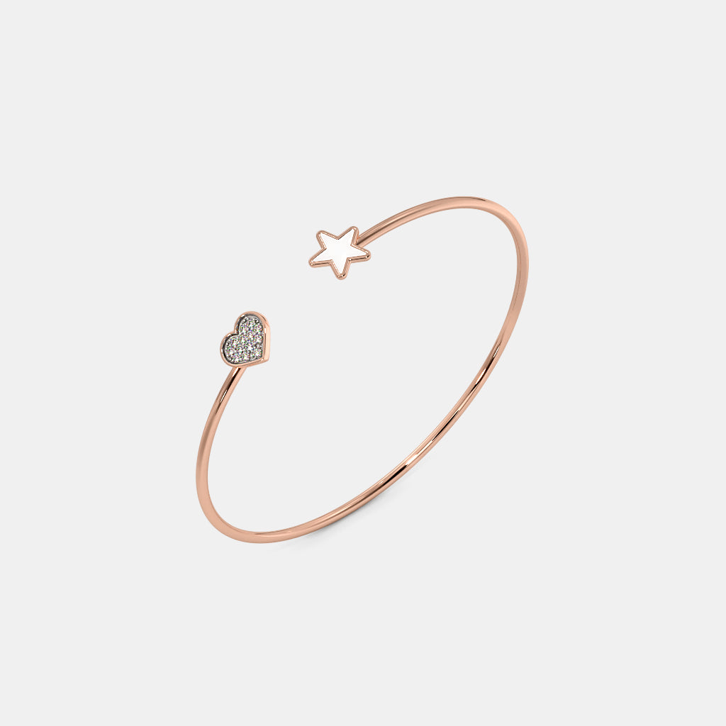 0.041 Ct Round Kids Bangle with Purity of 14Kt