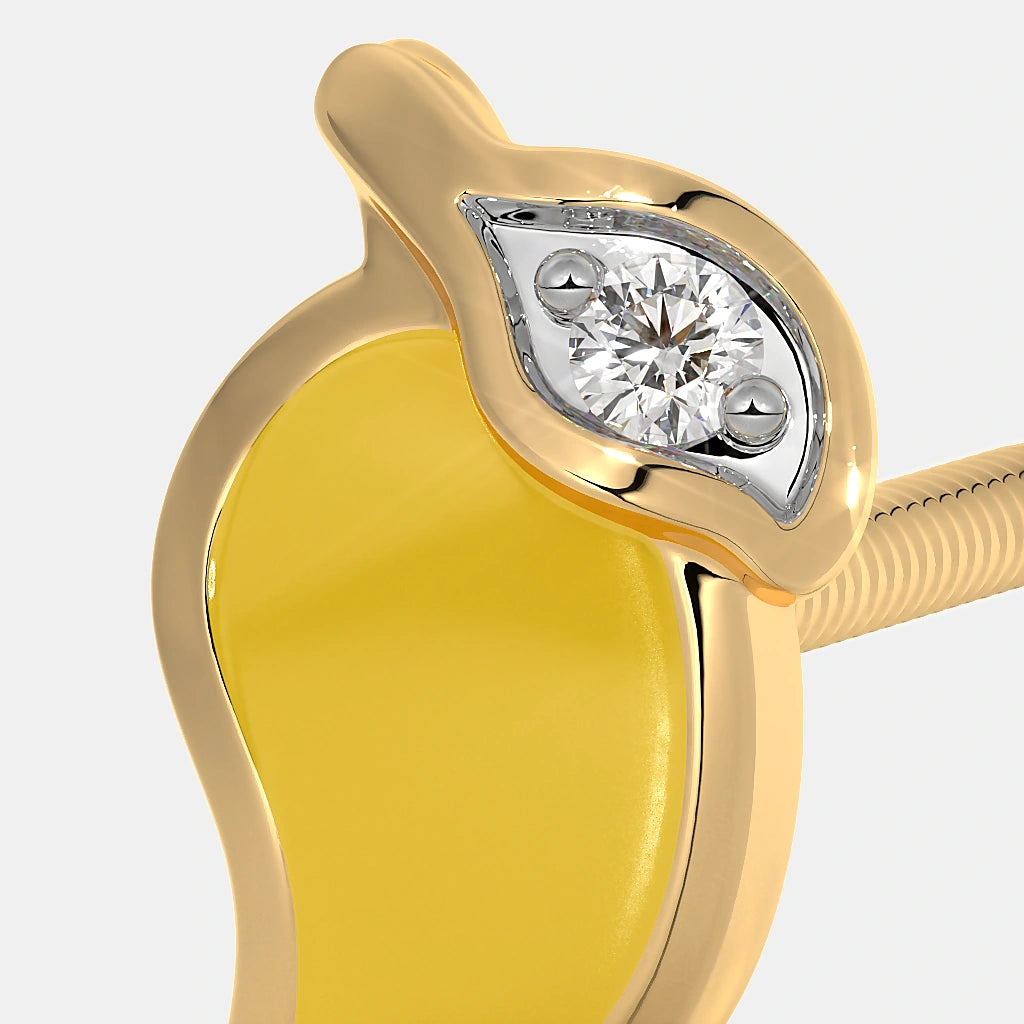 0.016 Ct Round Earrings with Purity of 14Kt