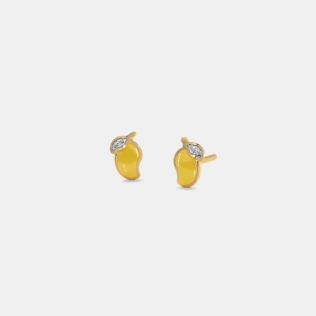 0.016 Ct Round Earrings with Purity of 18Kt