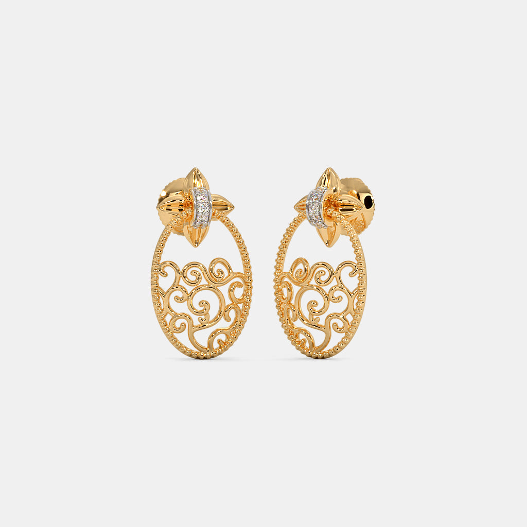 0.027 Ct Round Earrings with Purity of 18Kt