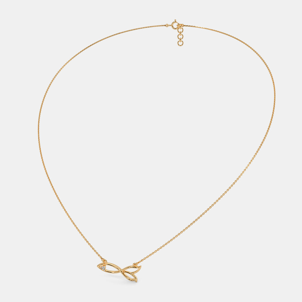 0.005 Ct Round necklaces with Purity of 18Kt