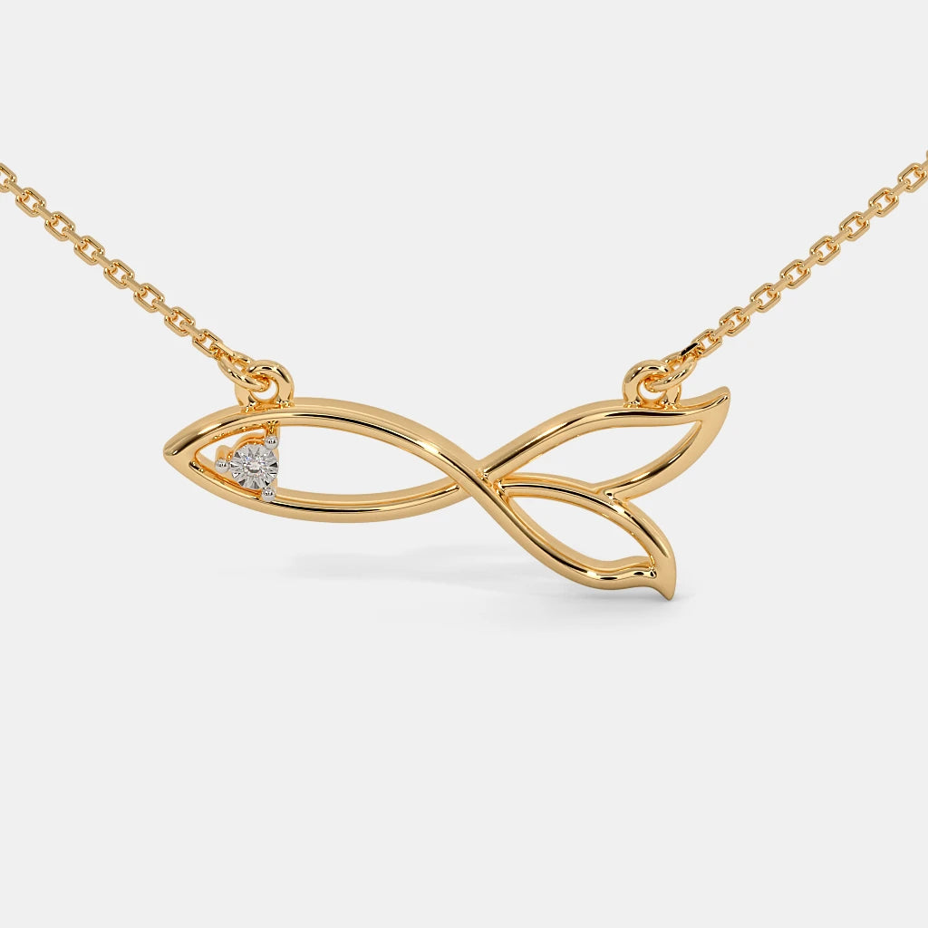 0.005 Ct Round necklaces with Purity of 18Kt