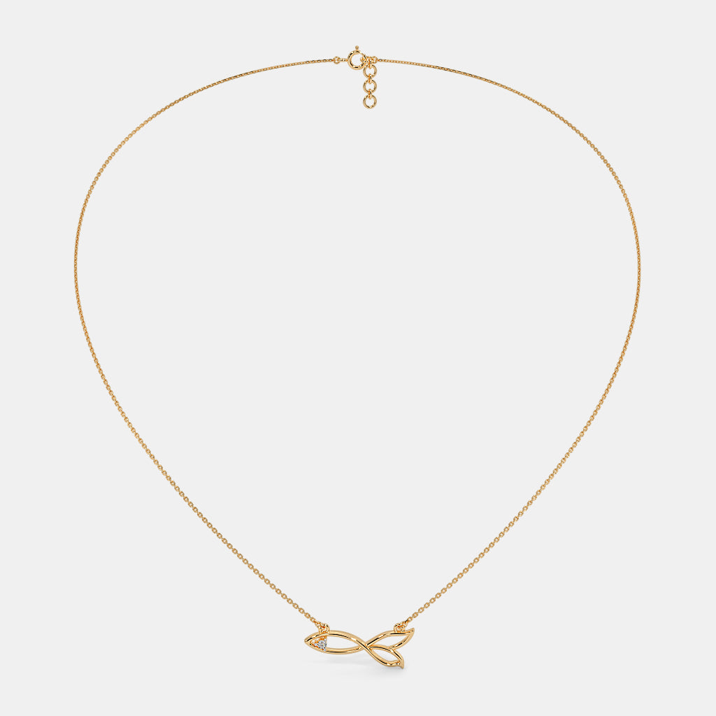 0.005 Ct Round necklaces with Purity of 14Kt