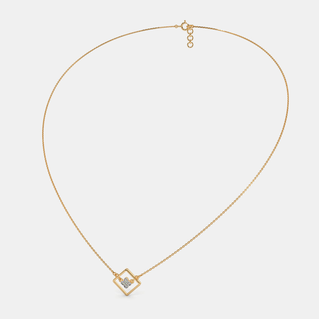 0.016 Ct Round necklaces with Purity of 14Kt