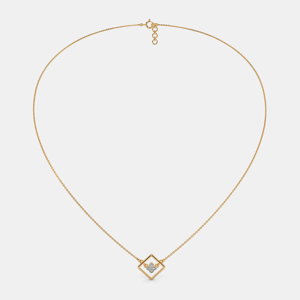 0.016 Ct Round necklaces with Purity of 14Kt