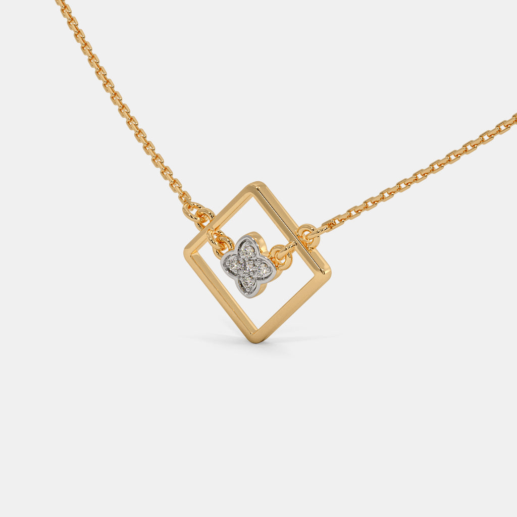 0.016 Ct Round necklaces with Purity of 18Kt