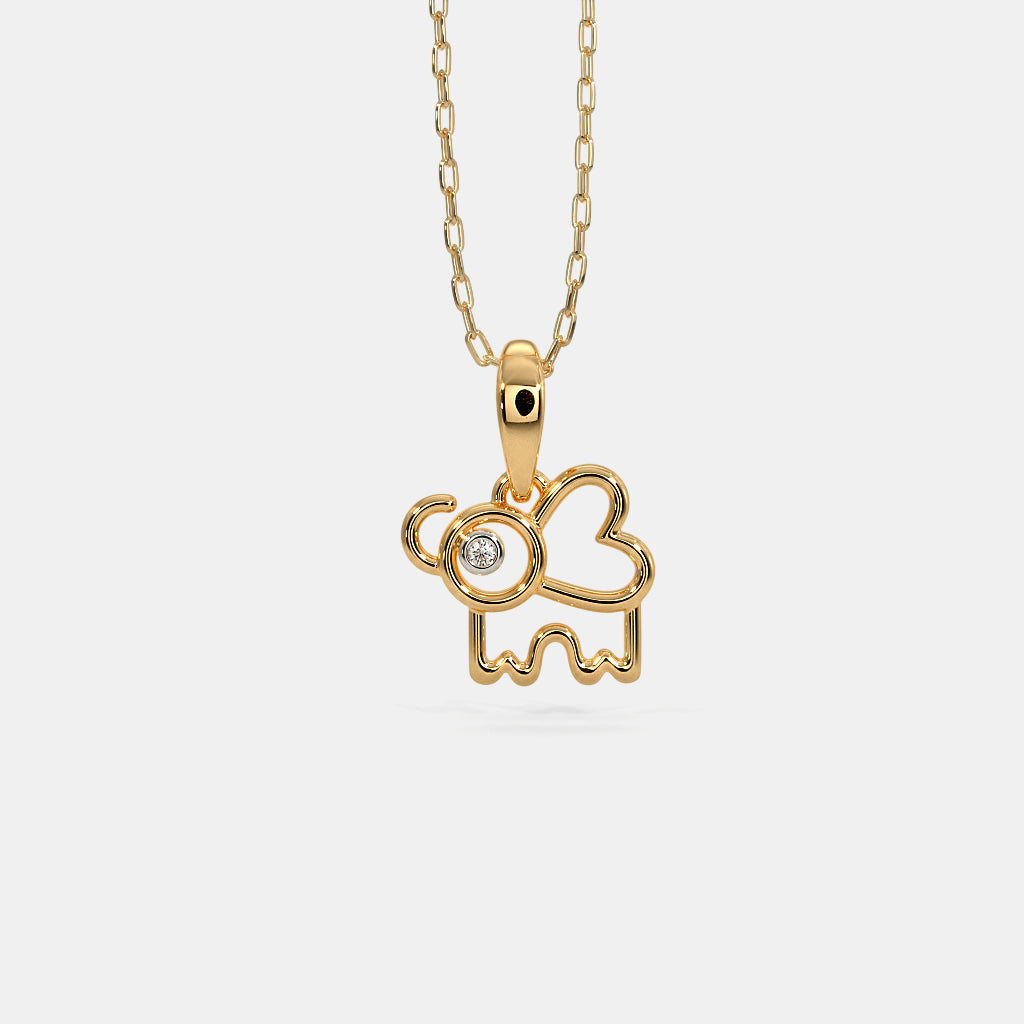 0.008 Ct Round Pendants with Purity of 18Kt