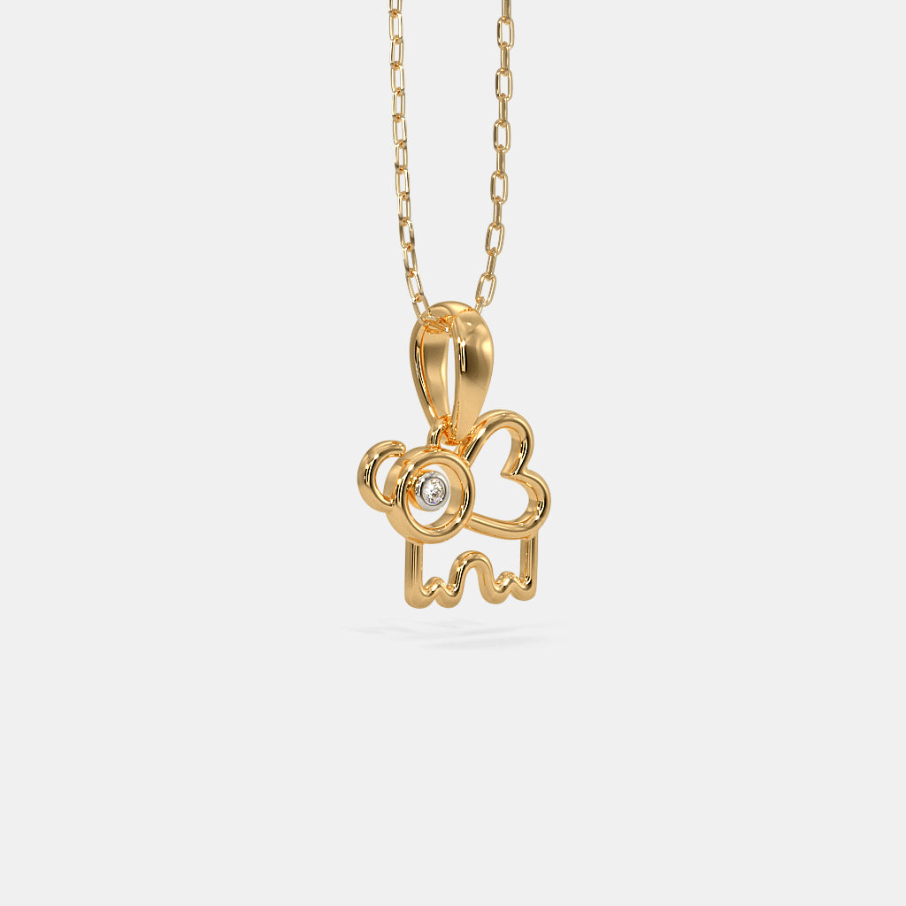 0.008 Ct Round Pendants with Purity of 18Kt