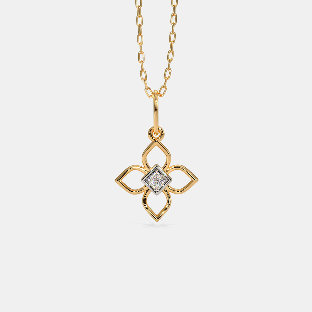 0.011 Ct Round Pendants with Purity of 14Kt