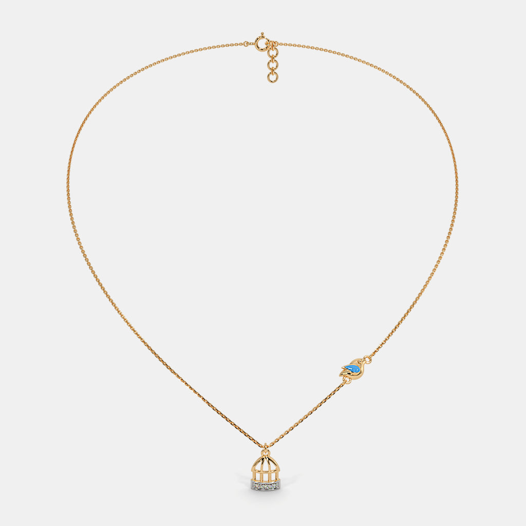 0.014 Ct Round necklaces with Purity of 18Kt