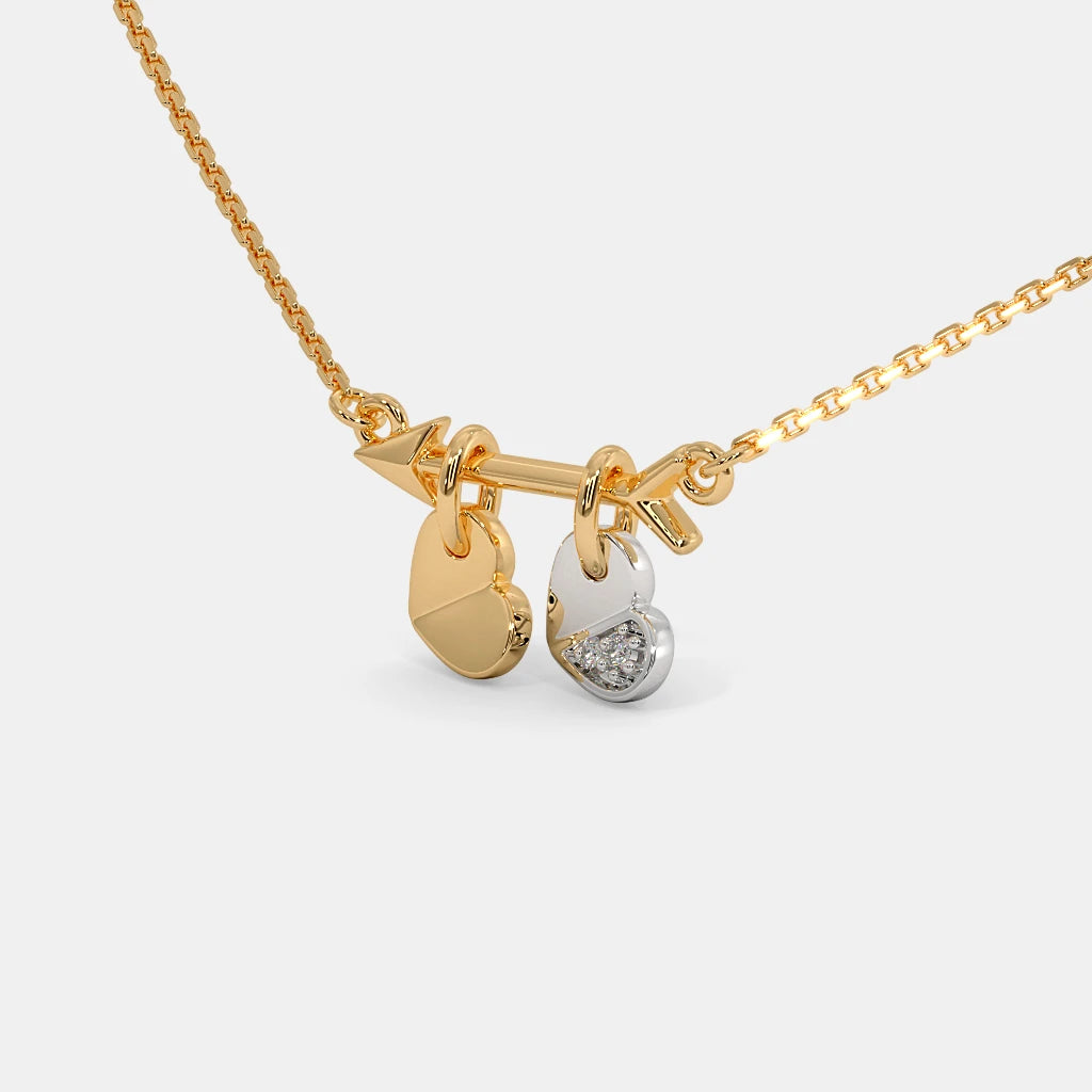 0.011 Ct Round necklaces with Purity of 18Kt