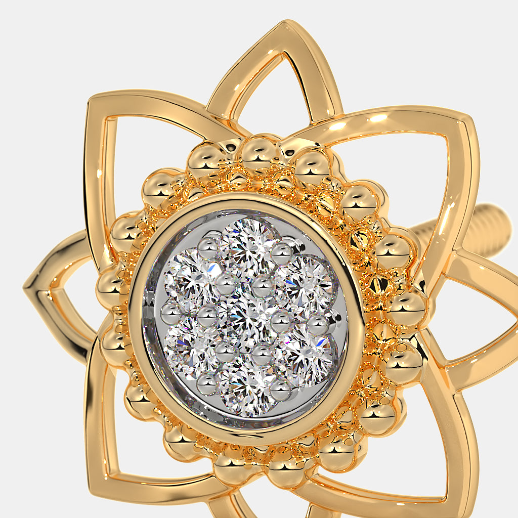 0.072 Ct Round Earrings with Purity of 14Kt