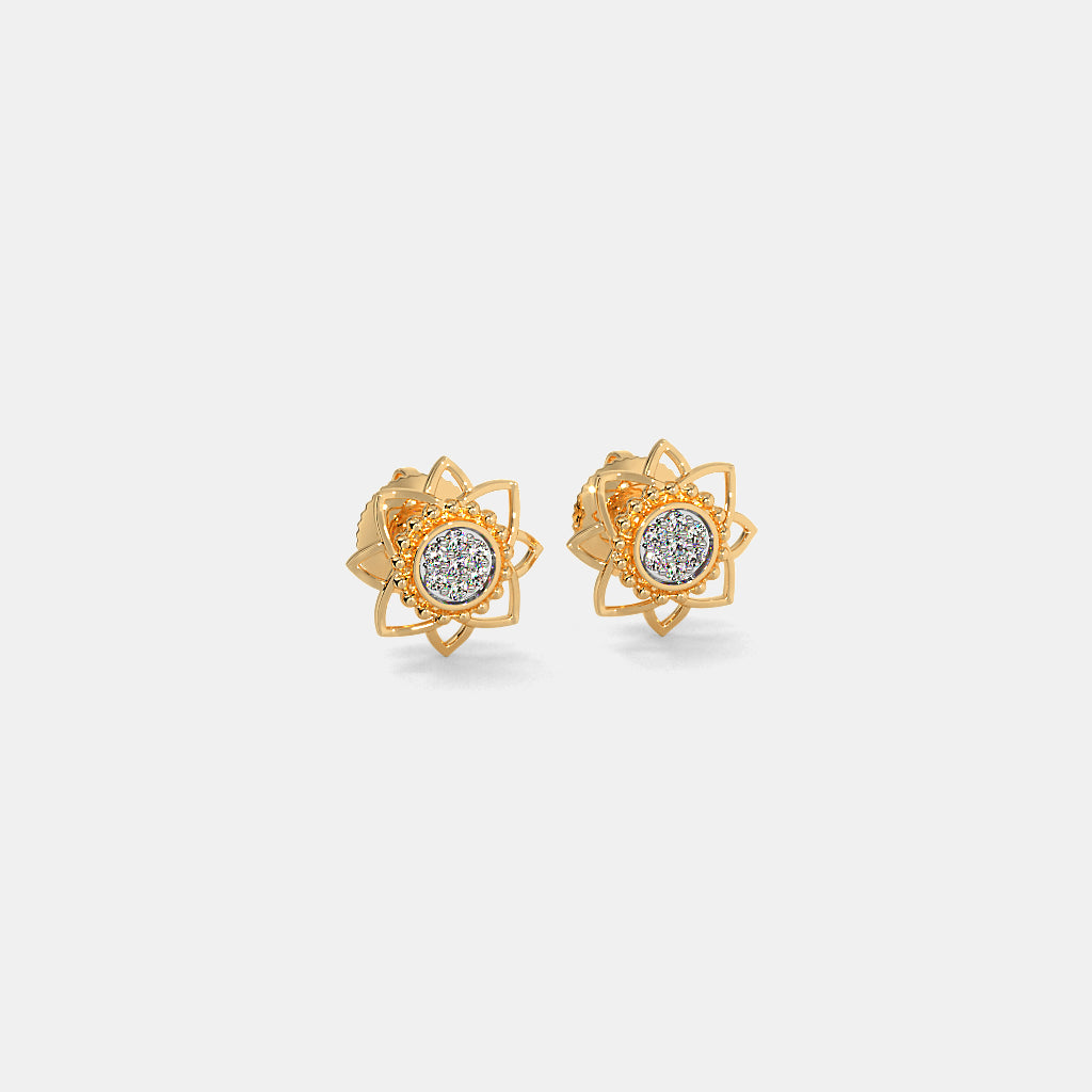 0.072 Ct Round Earrings with Purity of 14Kt