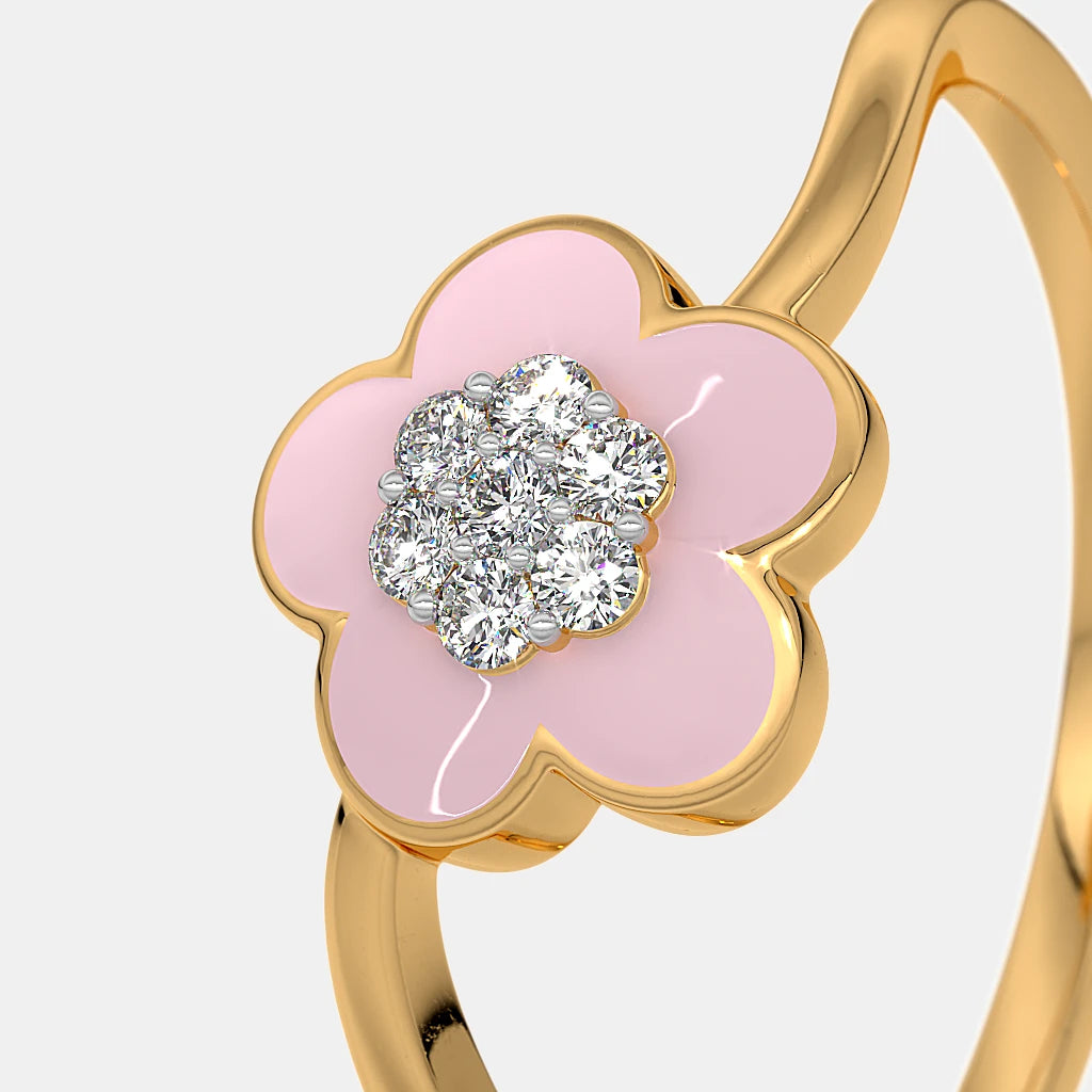 0.035 Ct Round KidsRings with Purity of 18Kt