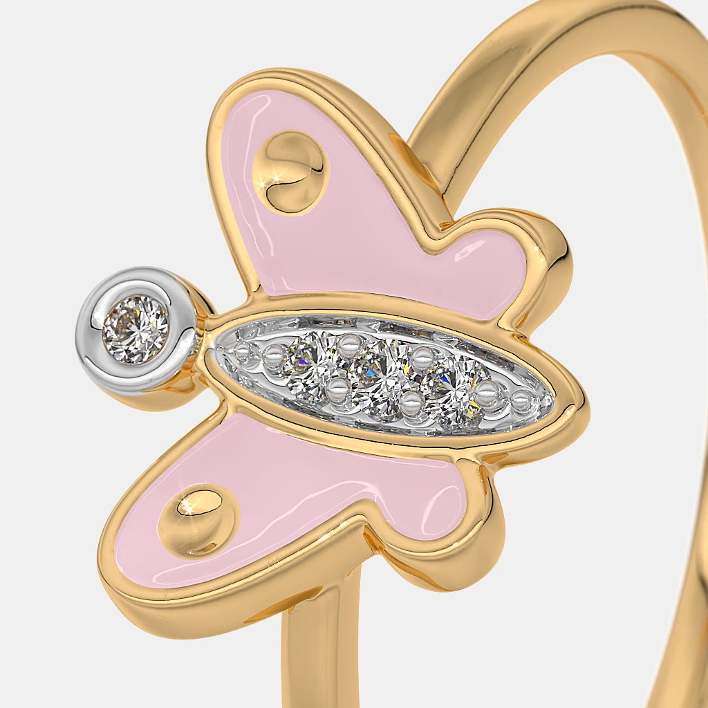 0.016 Ct Round KidsRings with Purity of 18Kt