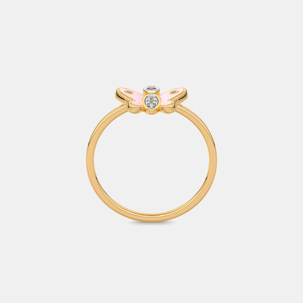 0.016 Ct Round KidsRings with Purity of 14Kt