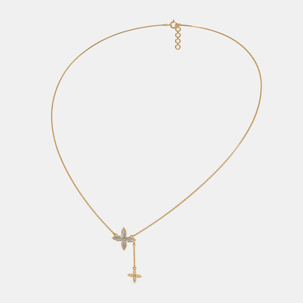 0.017 Ct Round necklaces with Purity of 14Kt