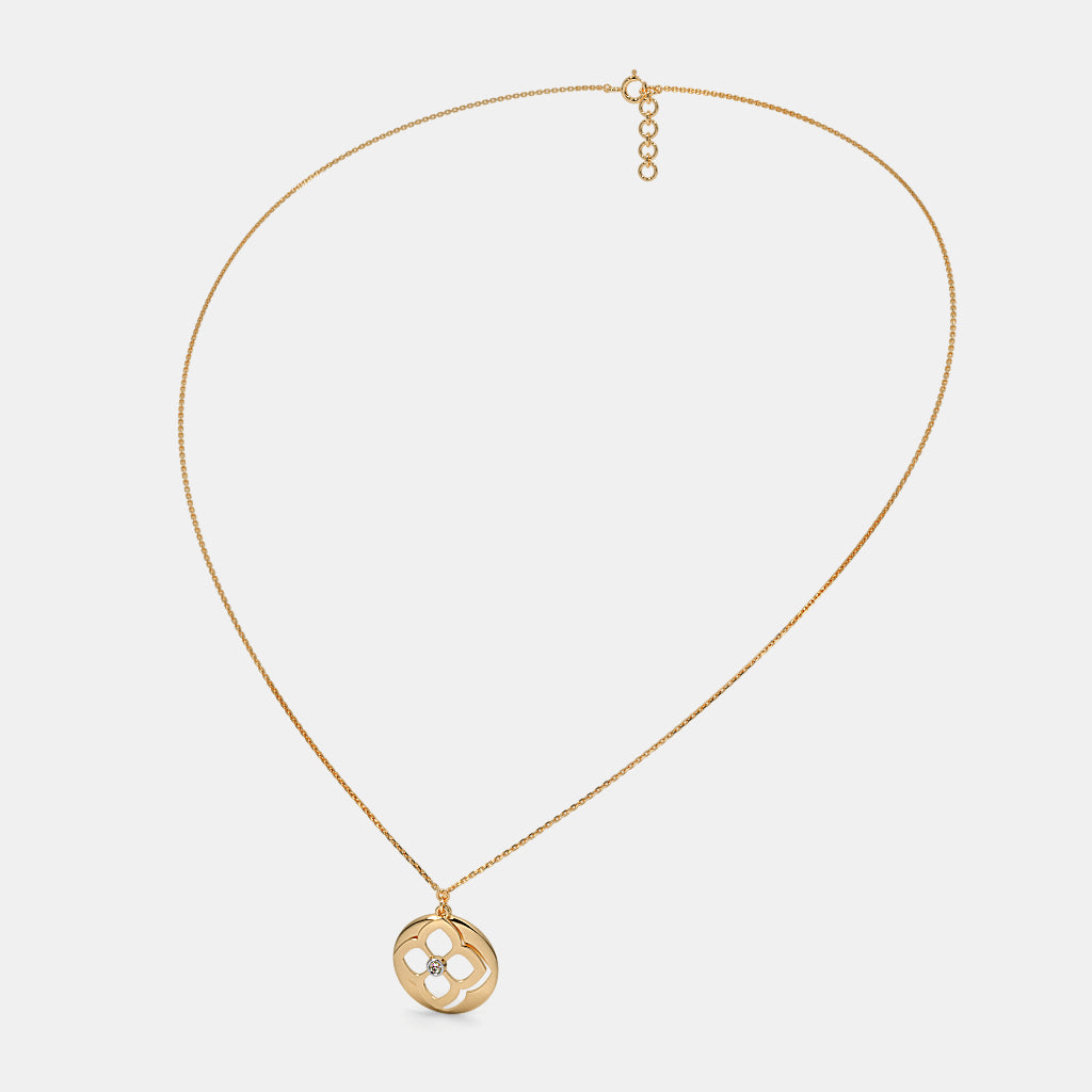 0.018 Ct Round necklaces with Purity of 14Kt
