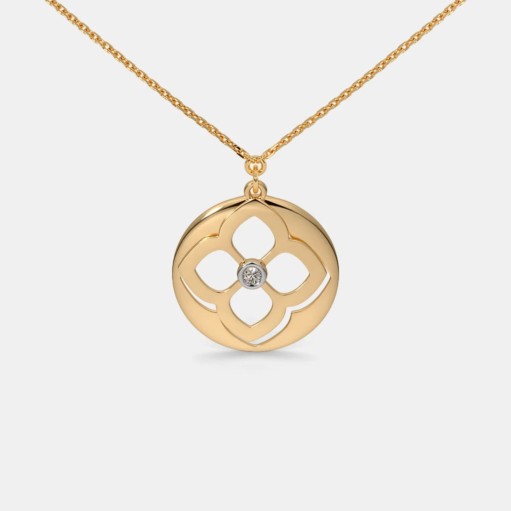 0.018 Ct Round necklaces with Purity of 14Kt