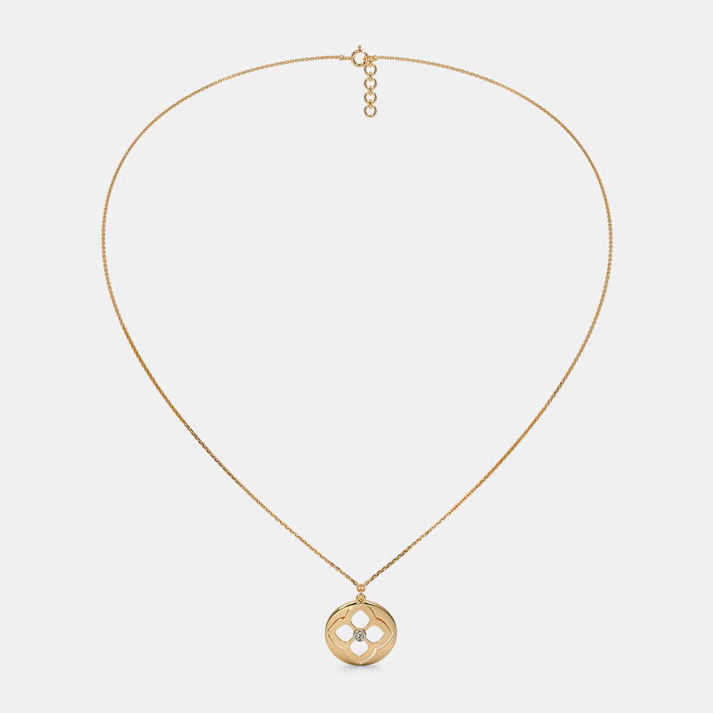 0.018 Ct Round necklaces with Purity of 14Kt