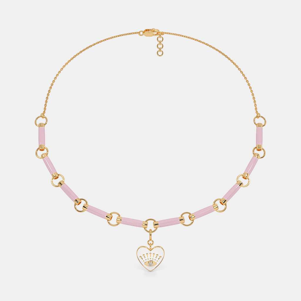 0.010 Ct Round necklaces with Purity of 14Kt