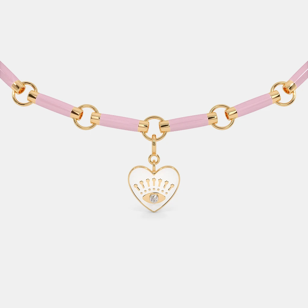 0.010 Ct Round necklaces with Purity of 18Kt