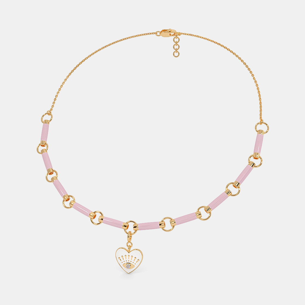 0.010 Ct Round necklaces with Purity of 18Kt