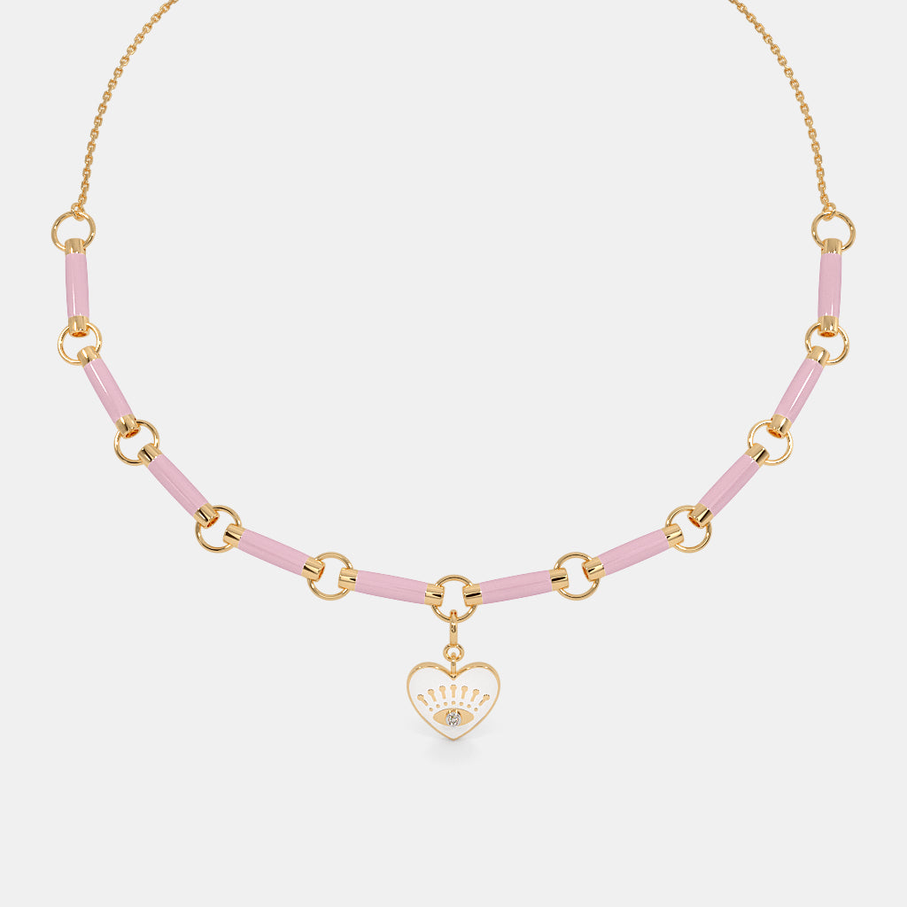 0.010 Ct Round necklaces with Purity of 14Kt