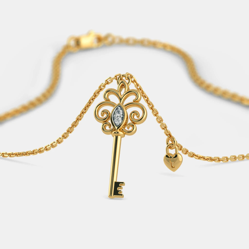 0.020 Ct Round necklaces with Purity of 14Kt