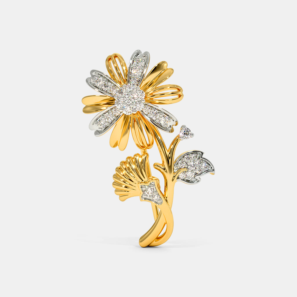 0.284 Ct Round Brooch with Purity of 18Kt