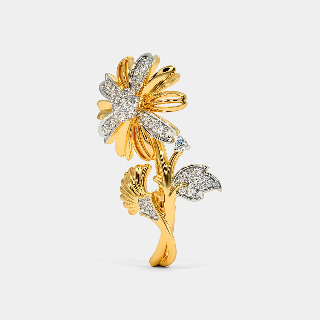 0.284 Ct Round Brooch with Purity of 18Kt