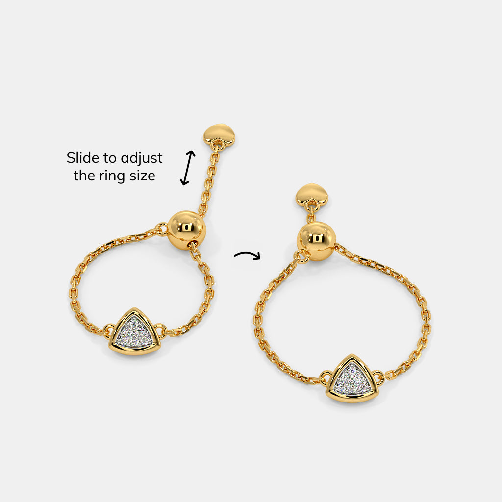 0.033 Ct Round AdjustableRings with Purity of 18Kt